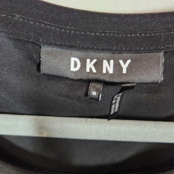DKNY Women's Beaded Neckline Tee in Black - Size Medium - Picture 4 of 6
